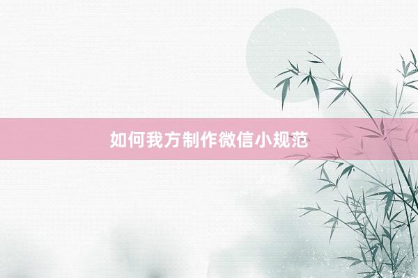 如何我方制作微信小规范