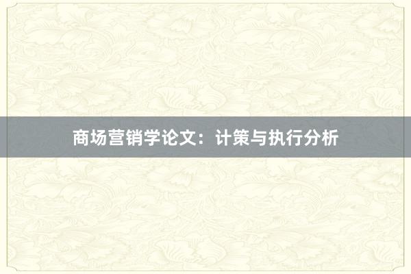 商场营销学论文：计策与执行分析
